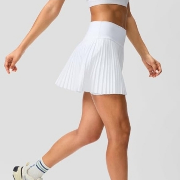 Pleated Tennis Skirt with Pockets High Waisted Athletic Golf Skirt White - Picture 3 of 7